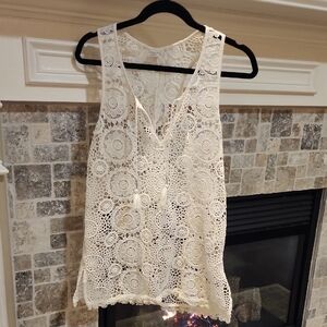 Abercrombie & Fitch Lace Crochet Tank - Cream